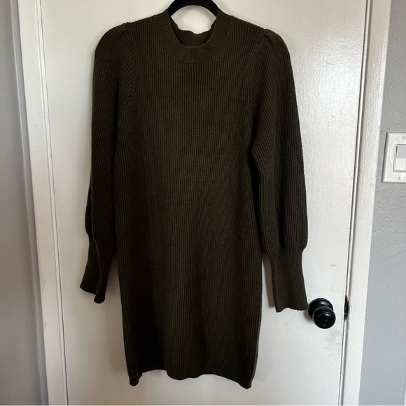 Lulus Loving You Fondly Olive Green Ribbed Knit Sweater Dress Size XL Cozy Fall - Picture 4 of 12